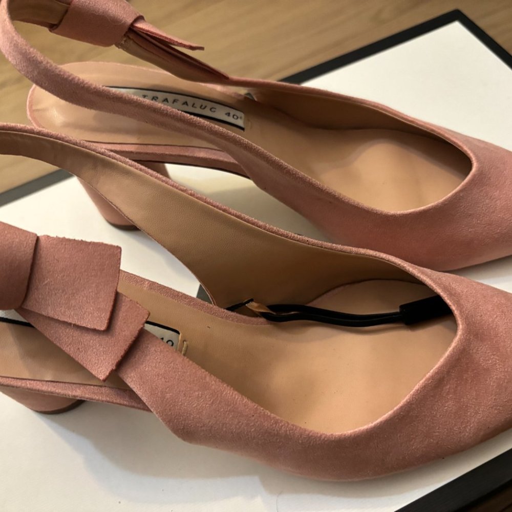 Zara Sling Back Pink Rounded Block Heels, size 9 - Picture 6 of 6